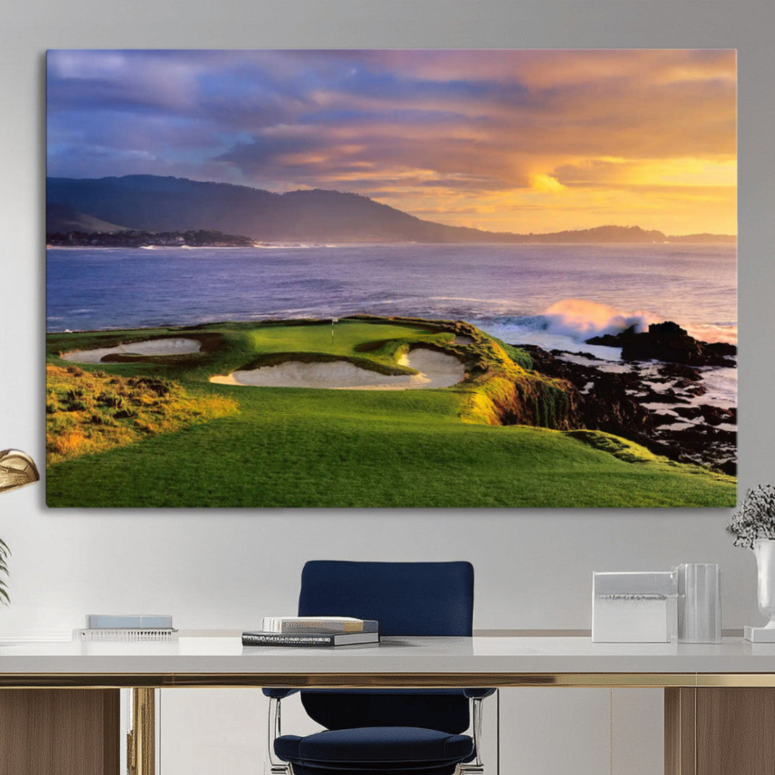 Pebble Beach Golf Links Wall Art Canvas Print, Iconic Coastal Golf Course Artwork