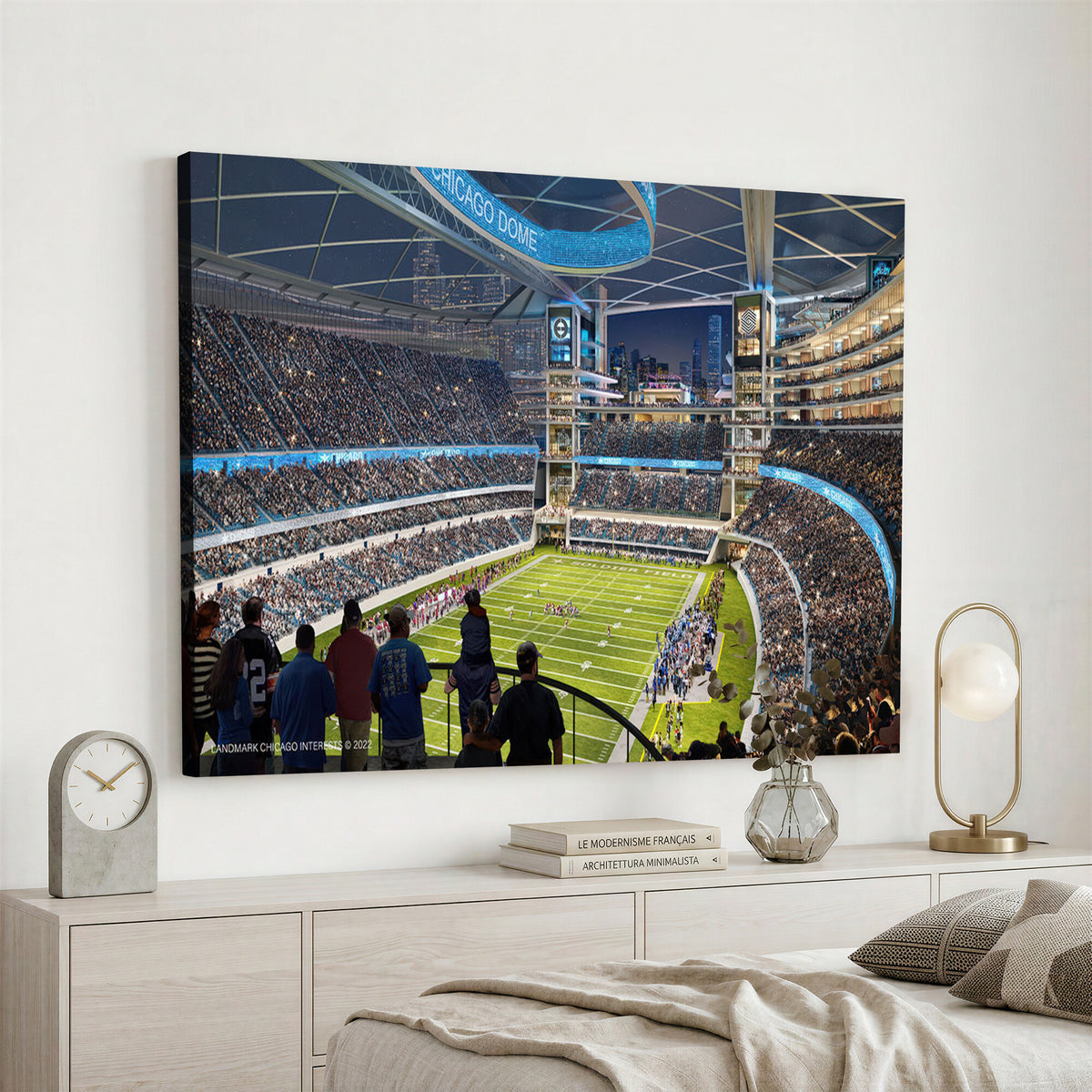 41816511-MGV-CV-36X24 - Chicago Dome Stadium Wall Art Canvas Print, Framed Modern Decor