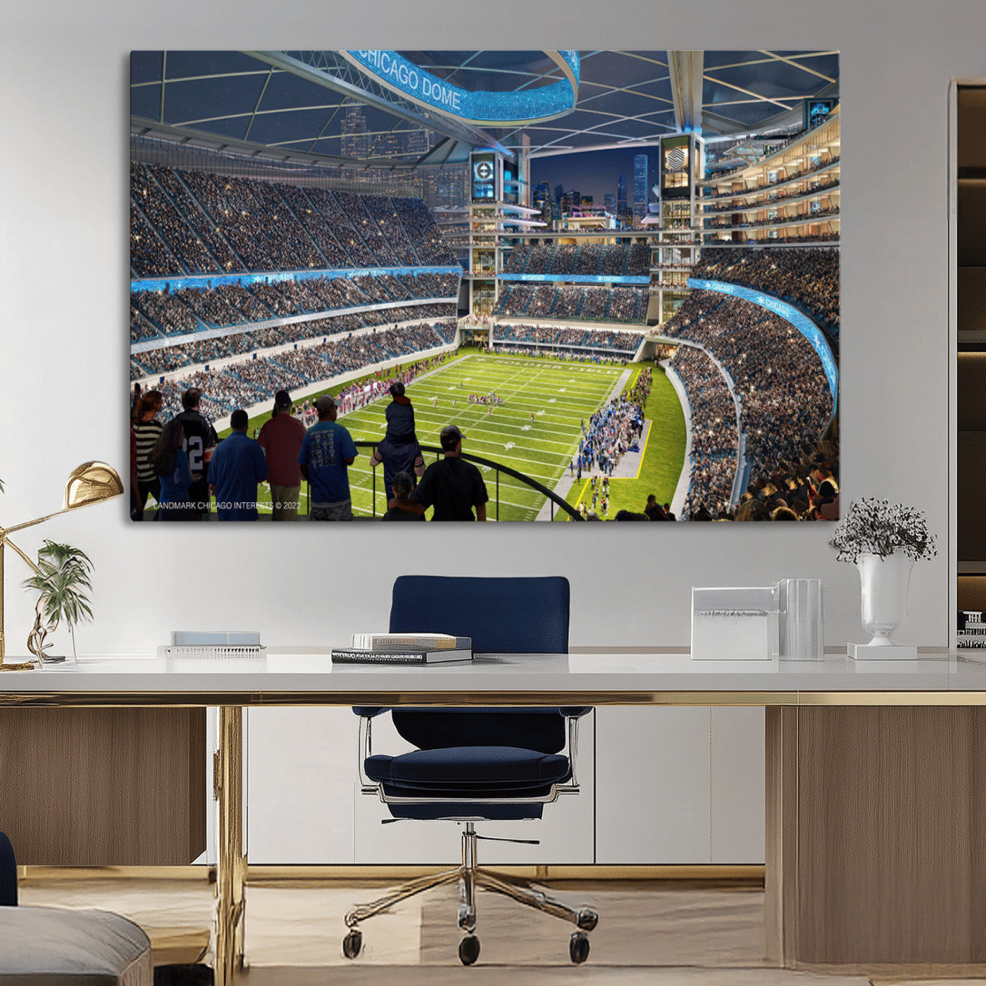 MGV-CV-36X24 - Chicago Bears Soldiers Field Wall Art Canvas Print – Framed Football Stadium Artwork for Sports