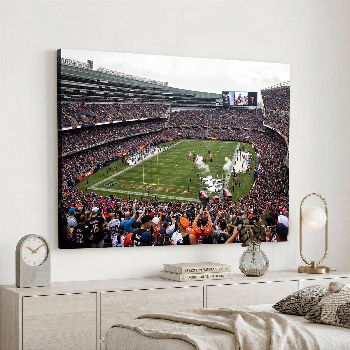 18347149-MGV-CV-36X24 - Chicago Bears Soldier Field Wall Art Canvas Print – Framed Football Stadium Artwork Team Spirit for home, office