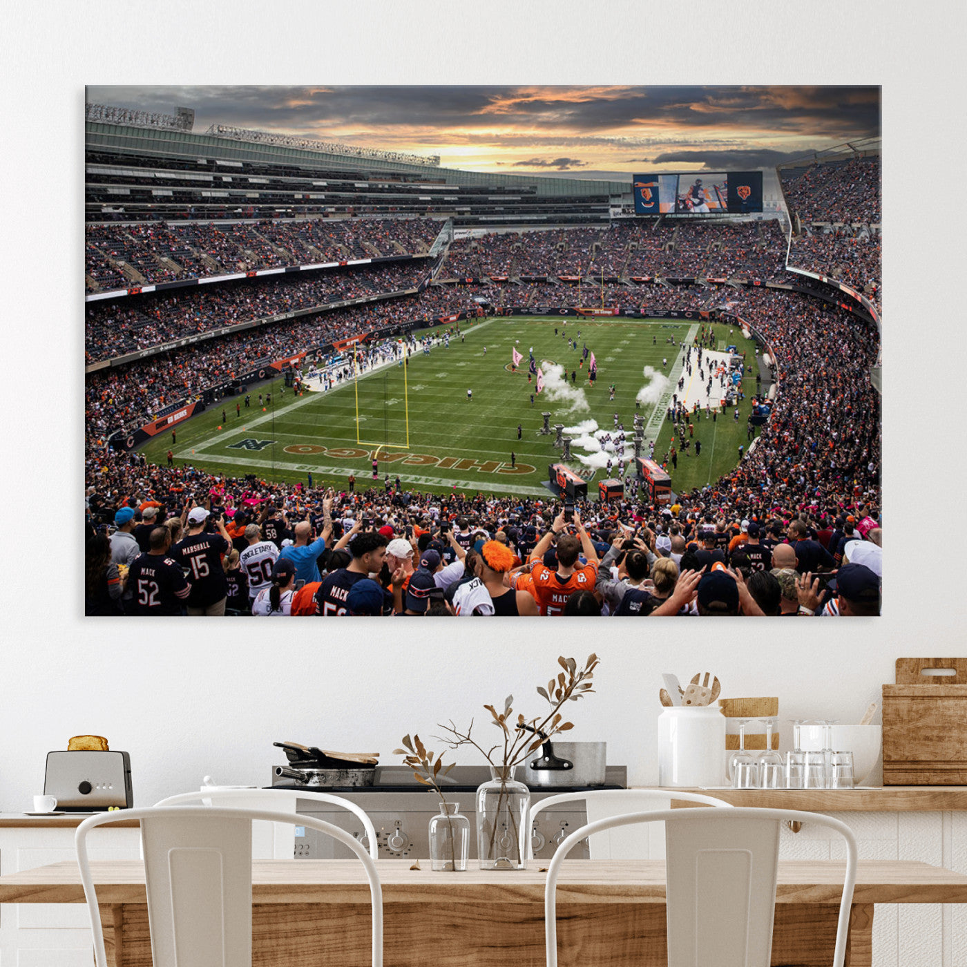 87578930-MGV-CV-36X24-Chicago Bears Soldiers Field Wall Art Canvas Print – Framed Football Stadium Artwork for Sports Fans, Soldier Field Skyline Canvas Decor for Game Room or Man Cave