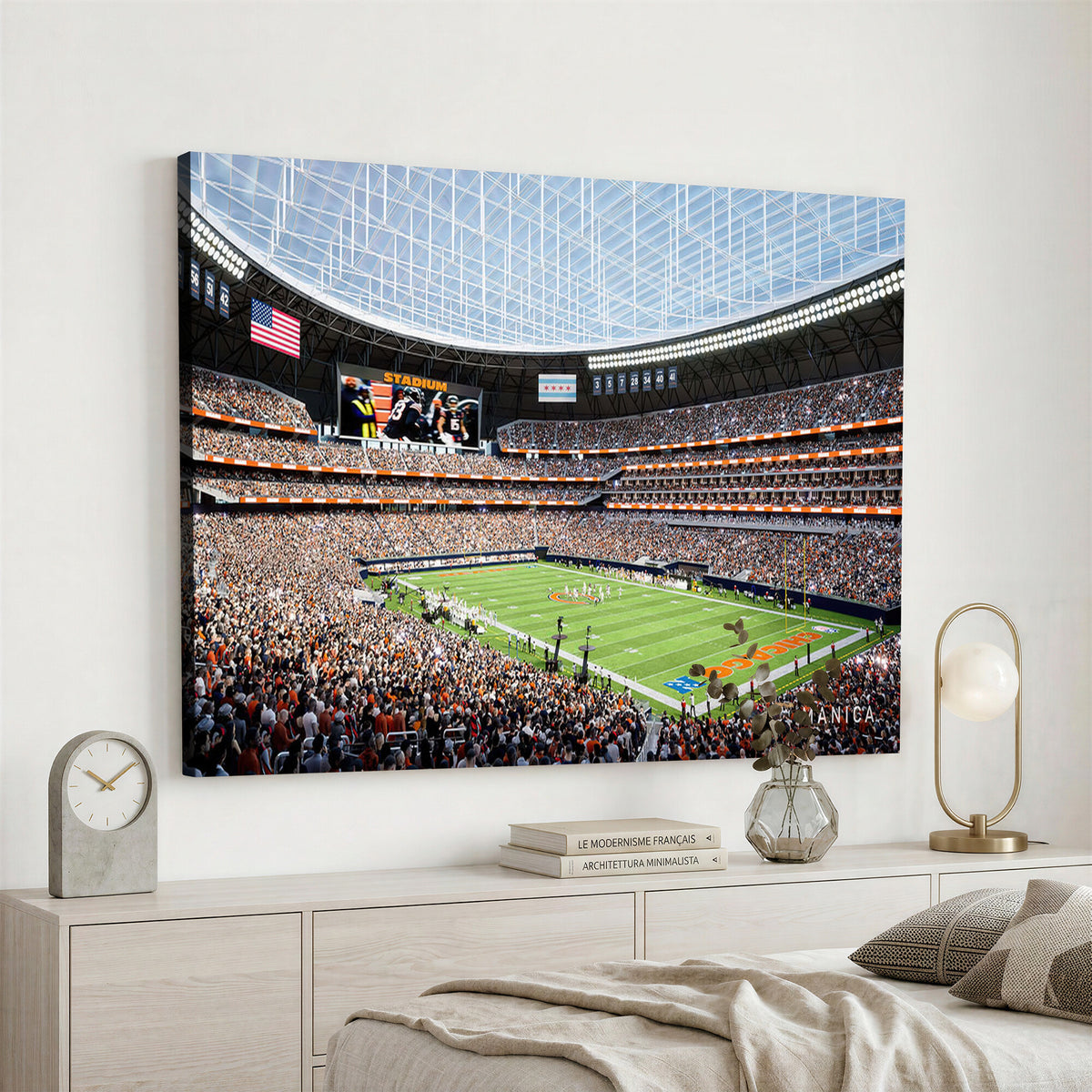 32530647-PAN-FL-20X10 - Chicago Bears Soldiers Field Wall Art Canvas Print, Framed and Ready to Hang
