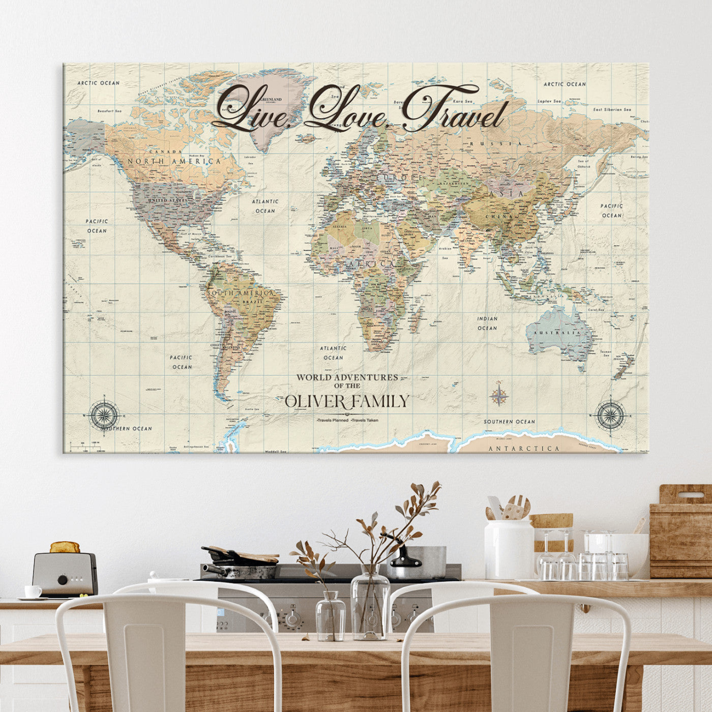 49563244-MGV-CV-36X24-Custom Push Pin World Map Wall Canvas Print – Personalized Travel Tracker with Pins – Framed Large Multi-Size Canvas for Home Office Decor