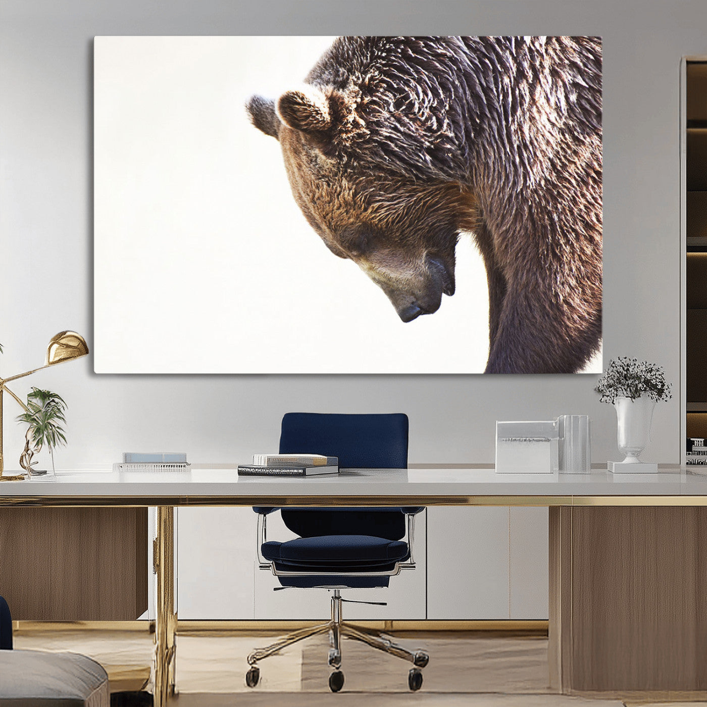 Majestic Bear Portrait - Capture the raw beauty of a bear in a detailed close-up, perfect for your Wall Art Canvas Print collection