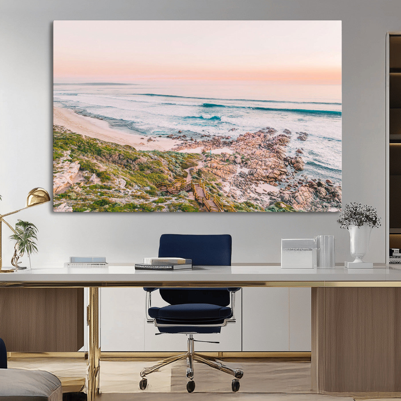 27332135-MGV-CV-36X24-Coastal Cliffside Canvas Wall Art Print, Ocean Shore Landscape Decor, Large Scenic Beach Canvas for Living Room or Office 1 Panel Wrapped Canvas