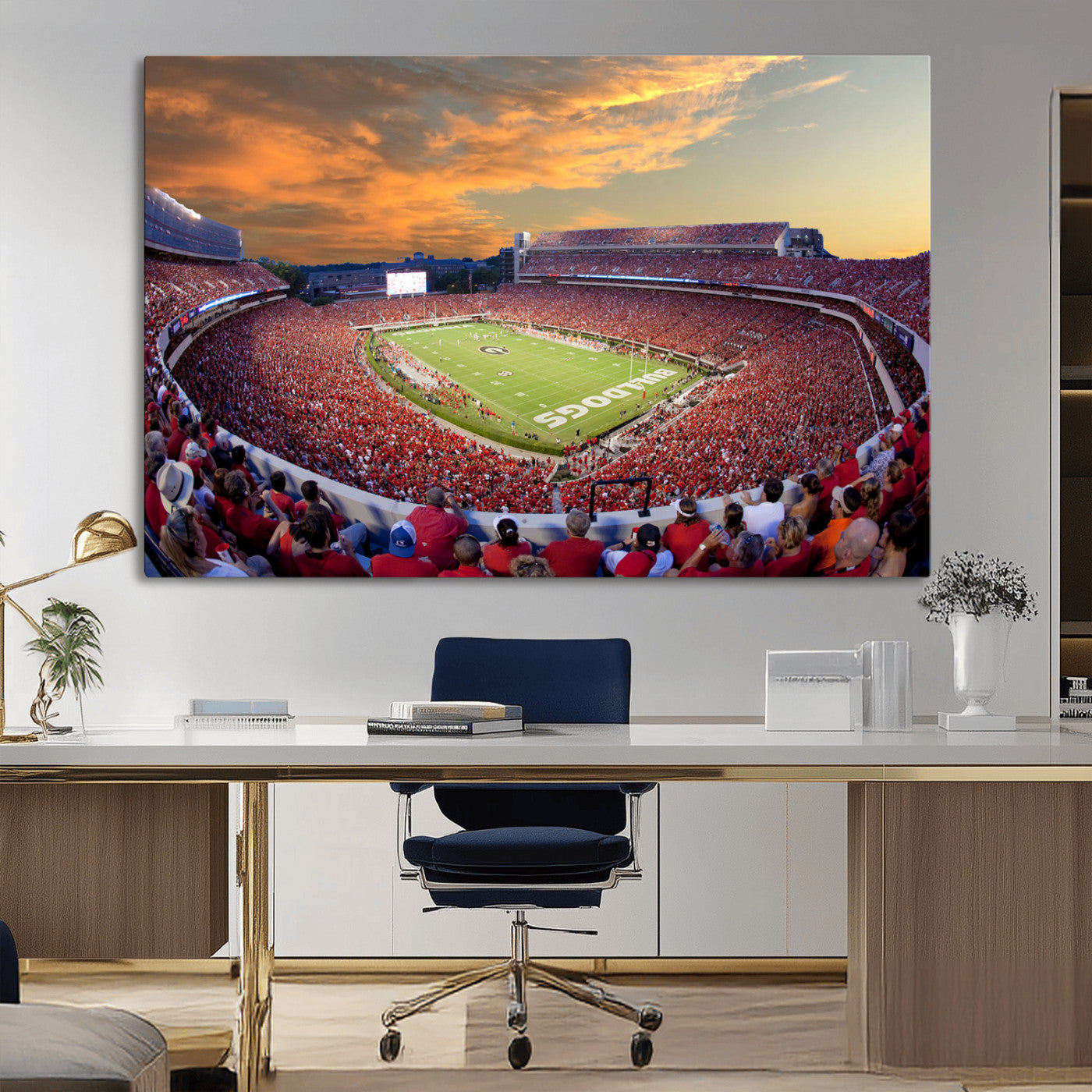 73680988-MGV-CV-36X24-Dooley Stadium Wall Art Print, Sports Arena Canvas Wall Art, Dooley Field at Sanford Stadium Canvas Print, Modern Athletic Field Art Printing