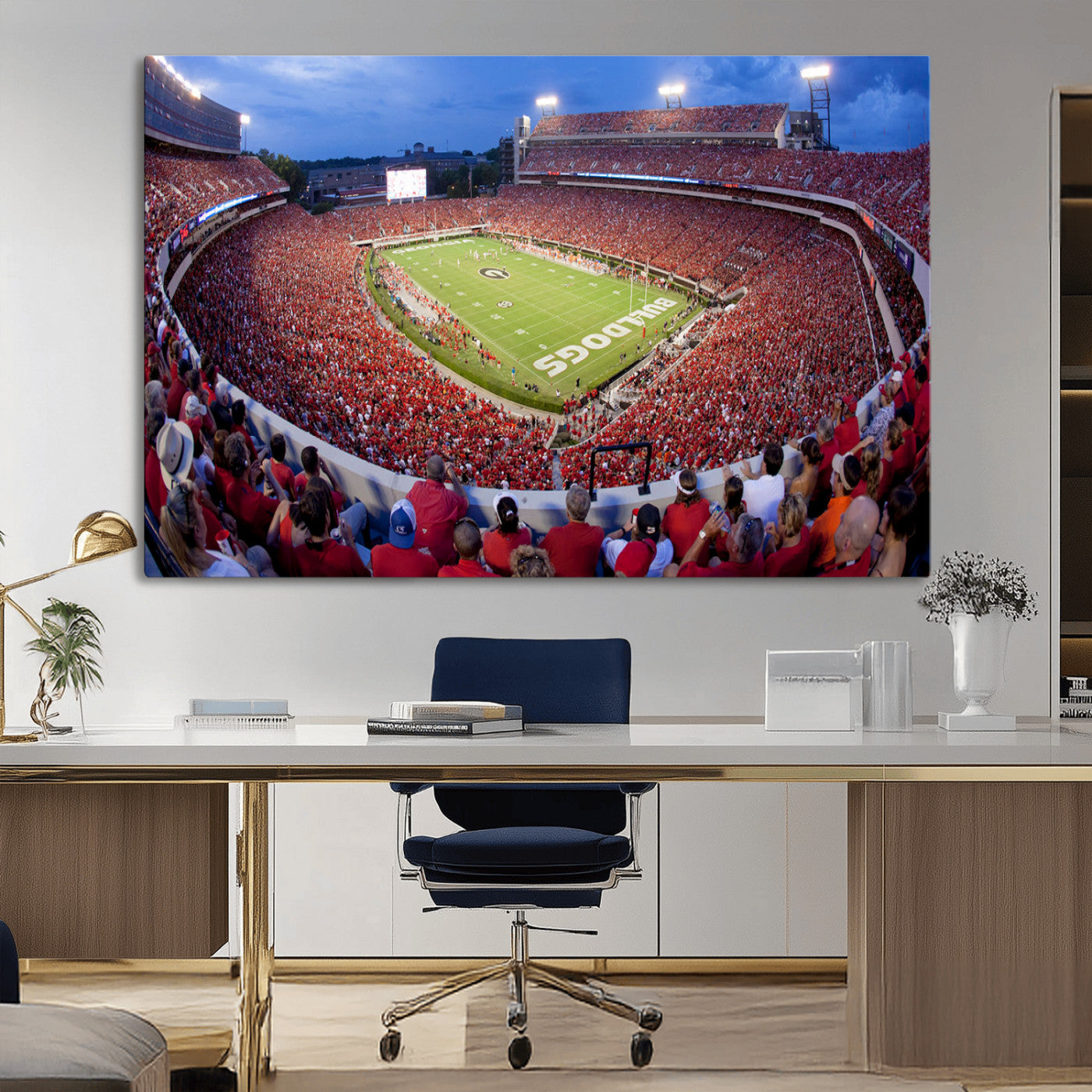 10244378-MGV-CV-36X24-Dooley Stadium Wall Art Print, Sports Arena Canvas Wall Art, Dooley Field at Sanford Stadium Canvas Print, Modern Athletic Field Art Printing