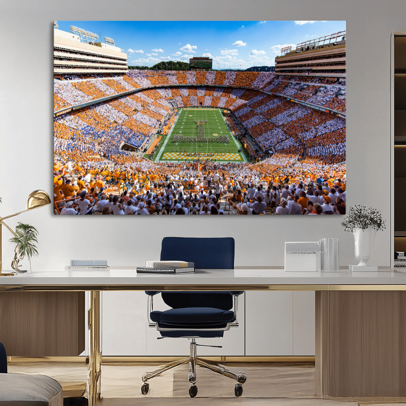 64238859-MGV-CV-36X24-Tennessee Neyland Stadium Wall Art Print, Sports Arena Canvas Wall Art, Panoramic Stadium Canvas Print, Modern Athletic Field Art Printing