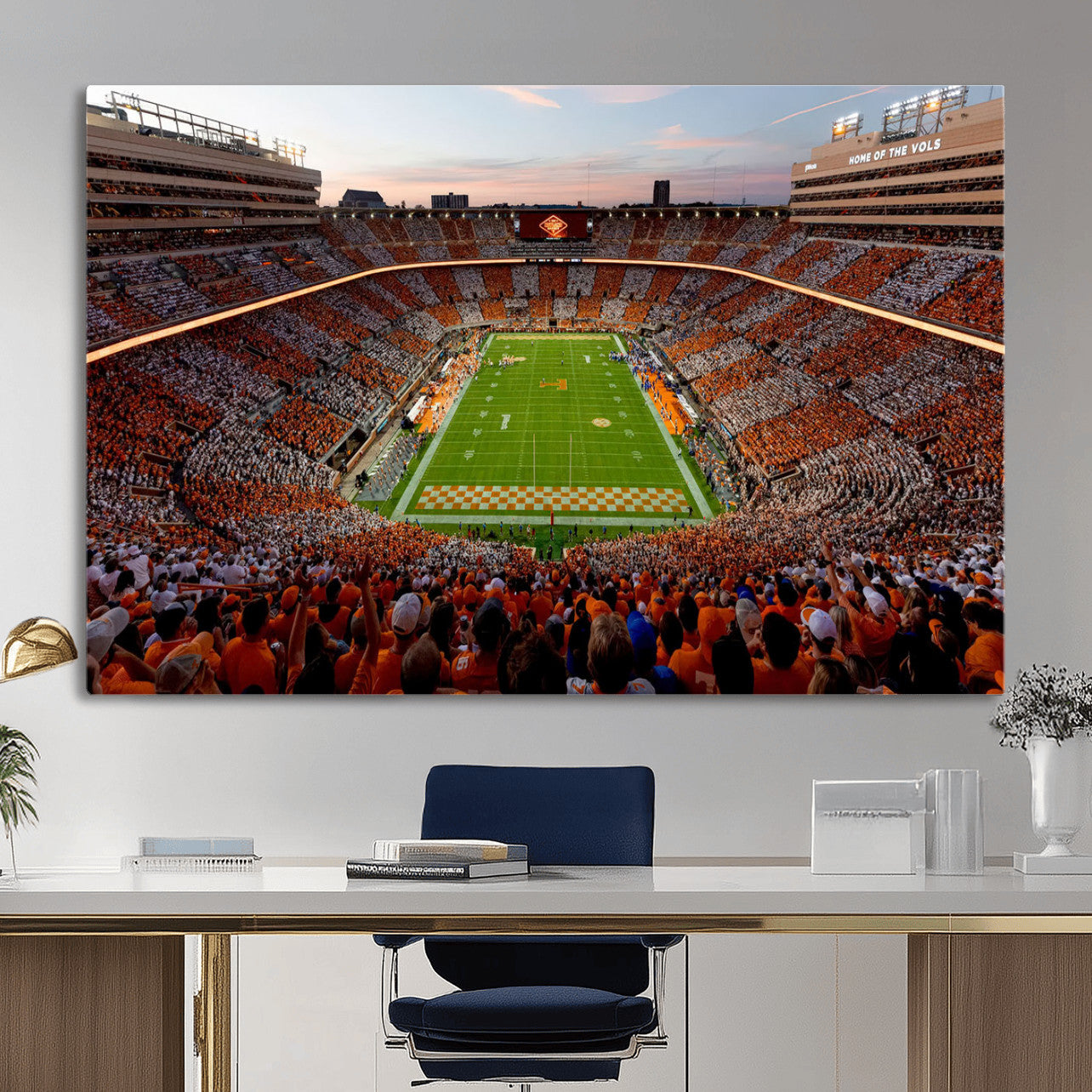 37160229-MGV-CV-36X24 - Tennessee Neyland Stadium Wall Art, Sports Arena Canvas Print, Panoramic Stadium Canvas Artwork for Home, Office