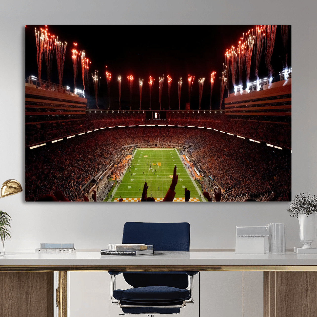 73358115-MGV-CV-36X24 - Tennessee Neyland Stadium Wall Art, Sports Arena Canvas Print, Panoramic Stadium Canvas Artwork for Home, Office