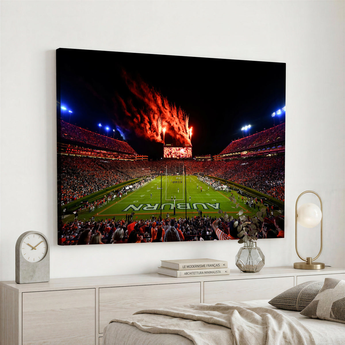 59046876-MGV-CV-36X24 - Jordan-Hare Football Stadium Wall Art Canvas Print, Football Stadium Aerial View
