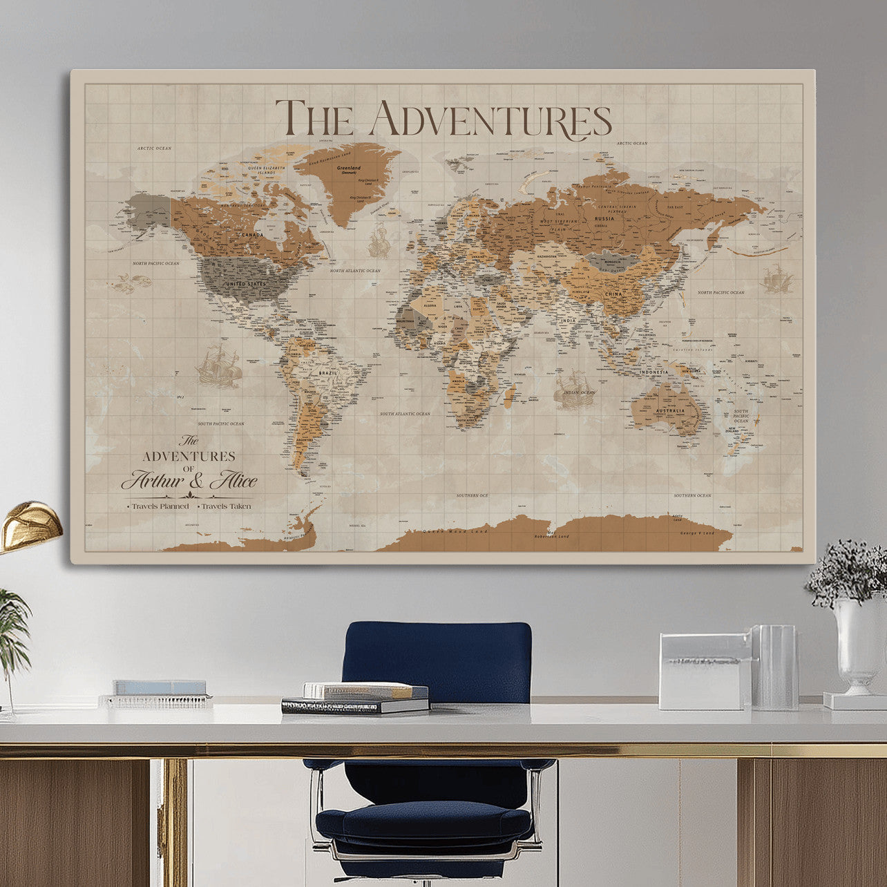 57738274-MGV-CV-36X24 - Custom Push Pin World Map Wall Art Canvas Print – Personalized Travel Tracker - NEWMAP-10