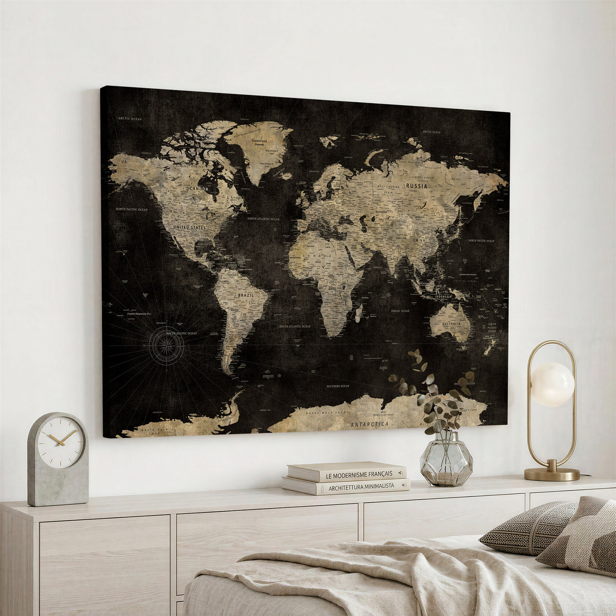 60653880-MGV-CV-36X24 - Push Pin World Map Canvas Wall Art Print, Interactive Travel
