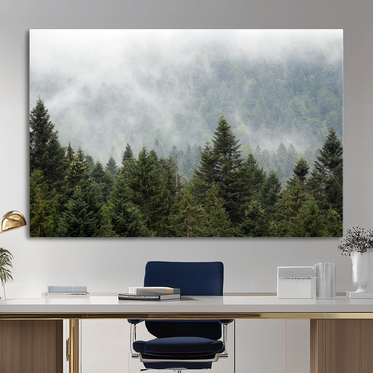 37010054-MGV-CV-36X24 - Misty Mountain Forest Wall Art Canvas Print