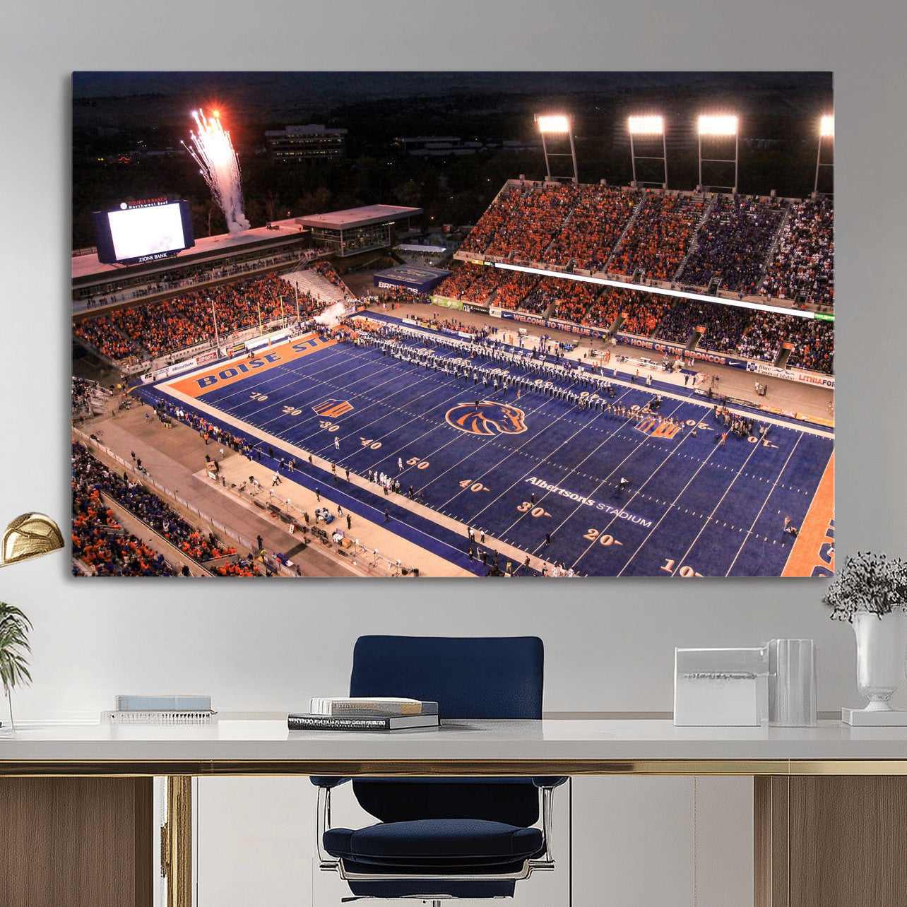 58849575-MGV-CV-36X24 - Boise State Stadium Large Wall Art Canvas Print for Living Room Office Wall Decor