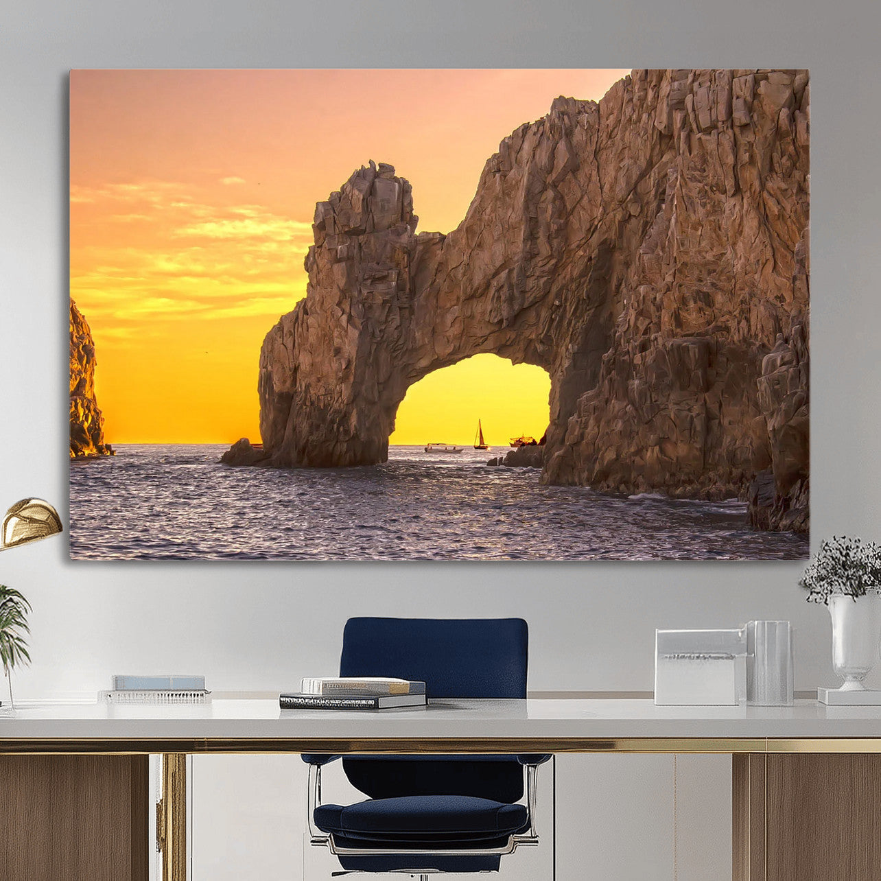 66414515-MGV-CV-36X24 - El Arco Cabo San Lucas Ocean Arch Wall Art Canvas Print, Baja California Rock Arch Seascape Canvas Print, Mexico Coastal Landmark Scenic Art Printing