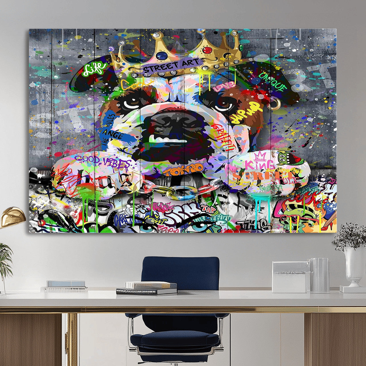 45209731-MGV-CV-36X24 - Dog Wall Decor for Teen Bedroom Decor - Graffiti Animal Canvas Wall Art for Teen Room Decor - Abstract Wall Painting Ready to Hang