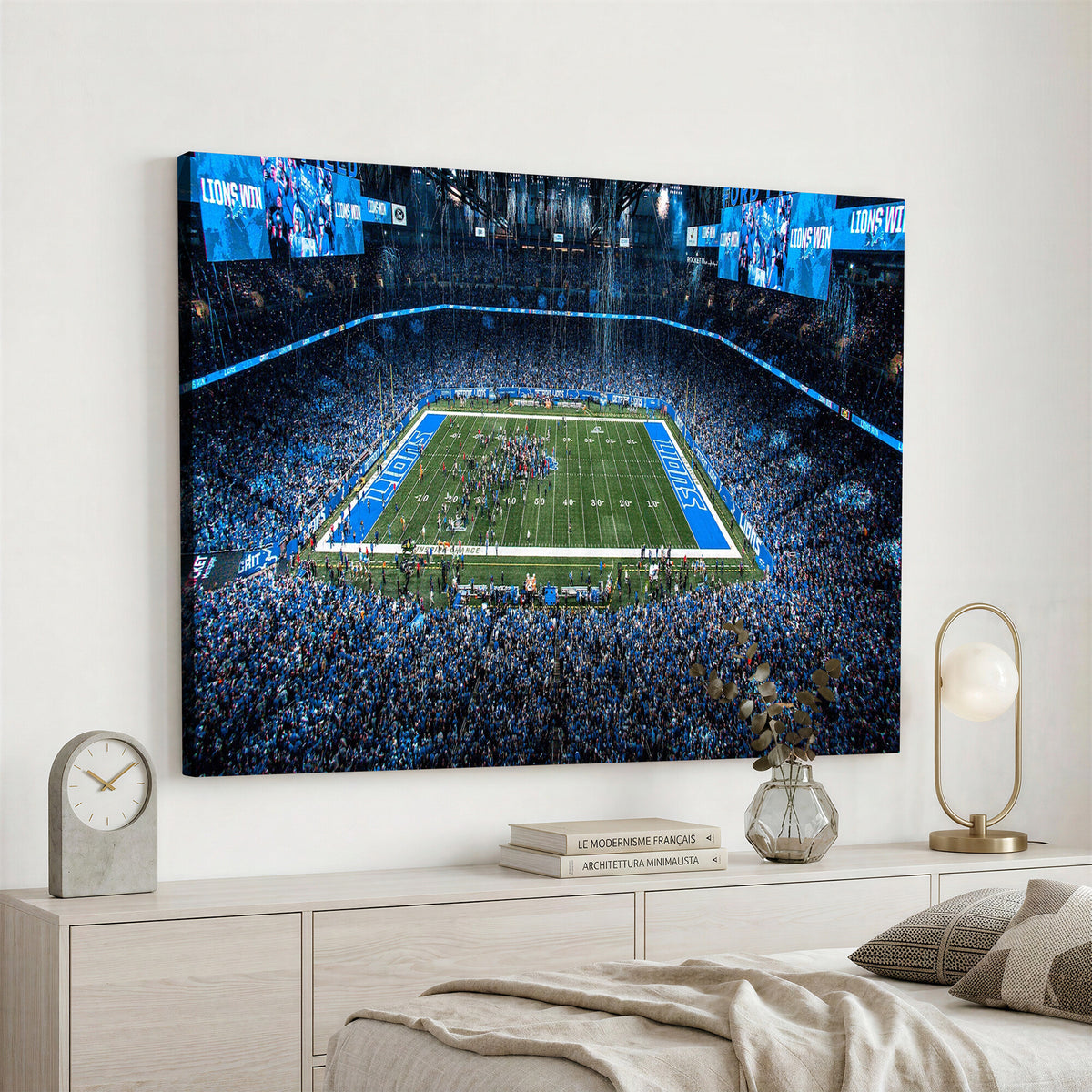80882005-MGV-CV-36X24 - Detroit Lions Stadium Wall Art Canvas Print, Football Field Panorama