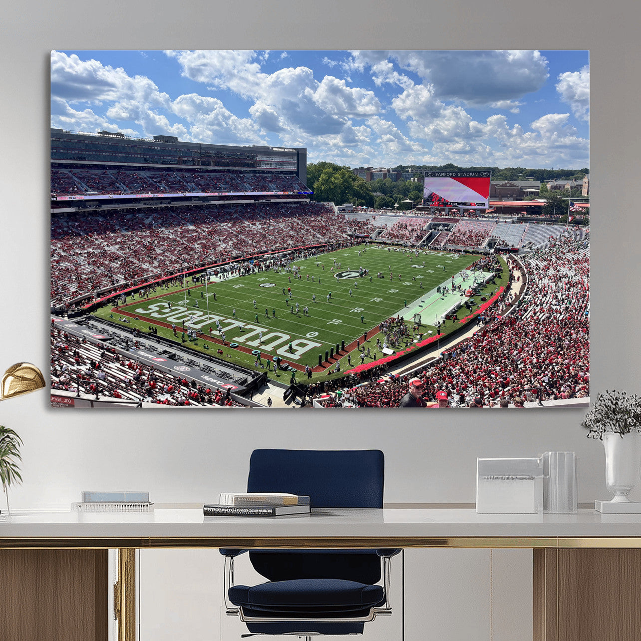 10665453-MGV-CV-36X24 - Georgia Bulldogs Stadium Wall Art Canvas Print, Sanford Stadium Football Field Panorama, College Football Game Day Wall Decor