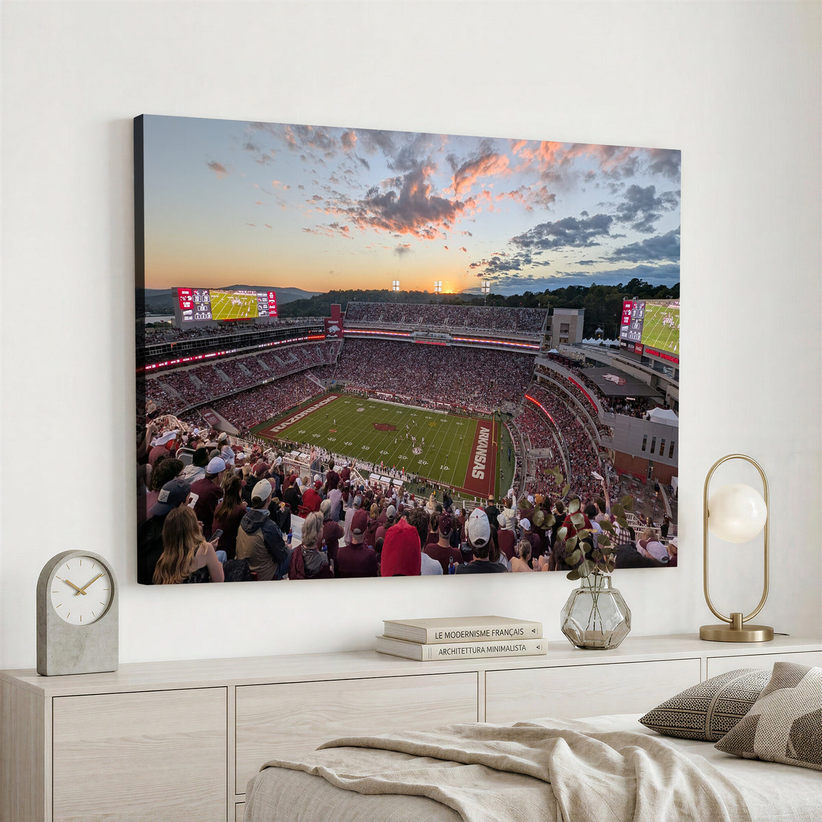 71837429-MGV-CV-36X24 - Donald W. Reynolds Razorback Stadium Wall Art Canvas Print – Arkansas Razorbacks Football Artwork for Home, Office, and Sports Room Decor