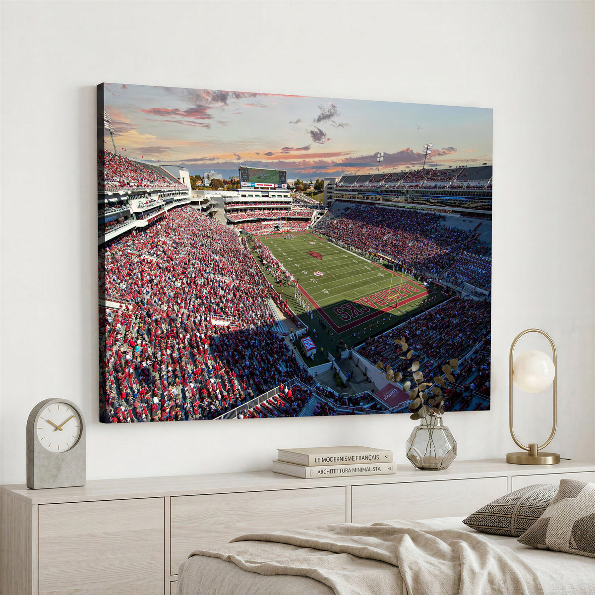 46571211-MGV-CV-36X24 - Donald W. Reynolds Razorback Stadium Wall Art Canvas Print – Arkansas Razorbacks Football Artwork for Home, Office, and Sports Room Decor