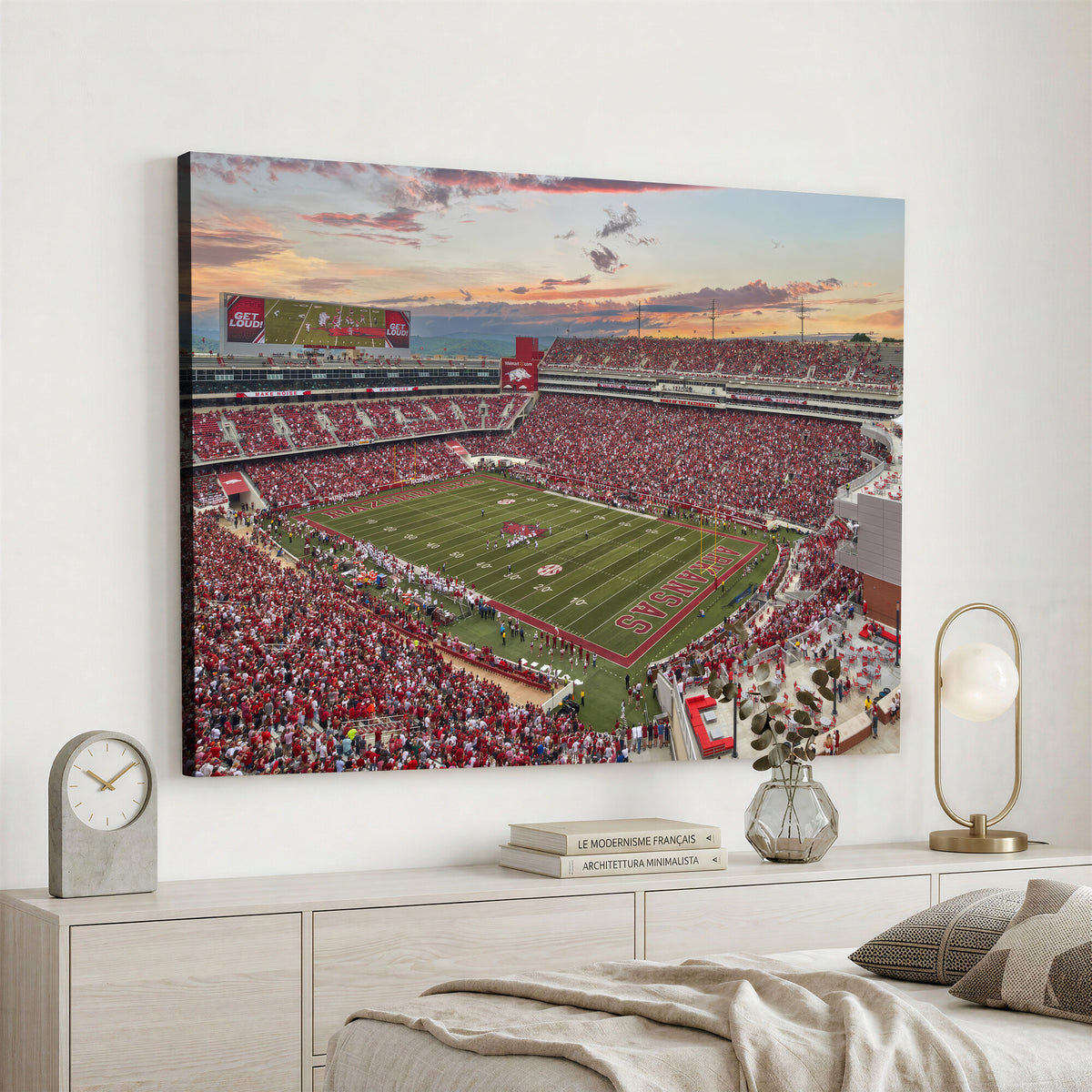 82233065-MGV-CV-36X24 - Donald W. Reynolds Razorback Stadium Wall Art Canvas Print – Arkansas Razorbacks Football Artwork for Home, Office, and Sports Room Decor