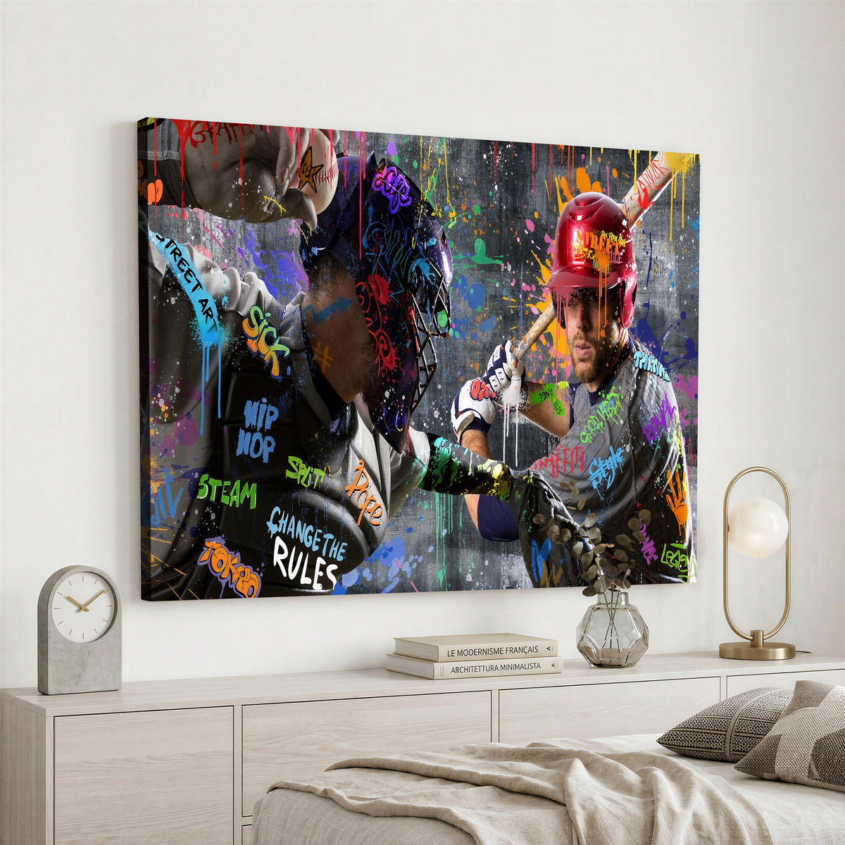19634994-MGV-CV-36X24 - Graffiti Baseball Player Street Art Wall Art Canvas Print