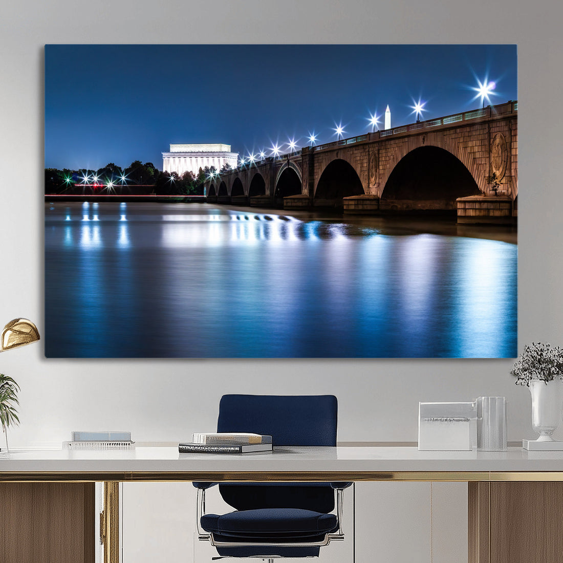 Washington DC Wall Art Canvas Print | Lincoln Memorial Night Skyline Photography