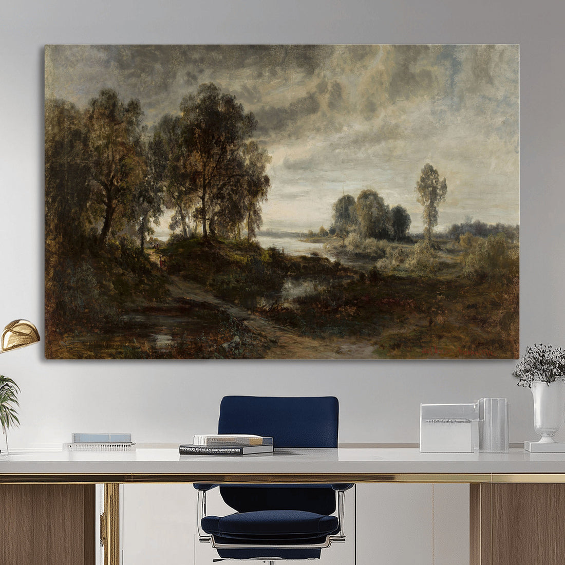 Adolf Dressler Landscape of the Oder River Wall Art Canvas Print