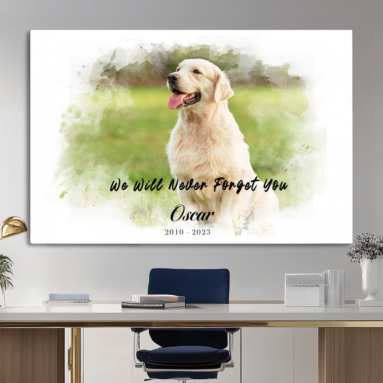 38460512-MGV-CV-36X24 - Abstract Pet Memorial Wall Art Canvas Print, Custom Dog Memorial Portrait, Personalized Angel Pet Loss Gift, Angel Wings Puppy Print