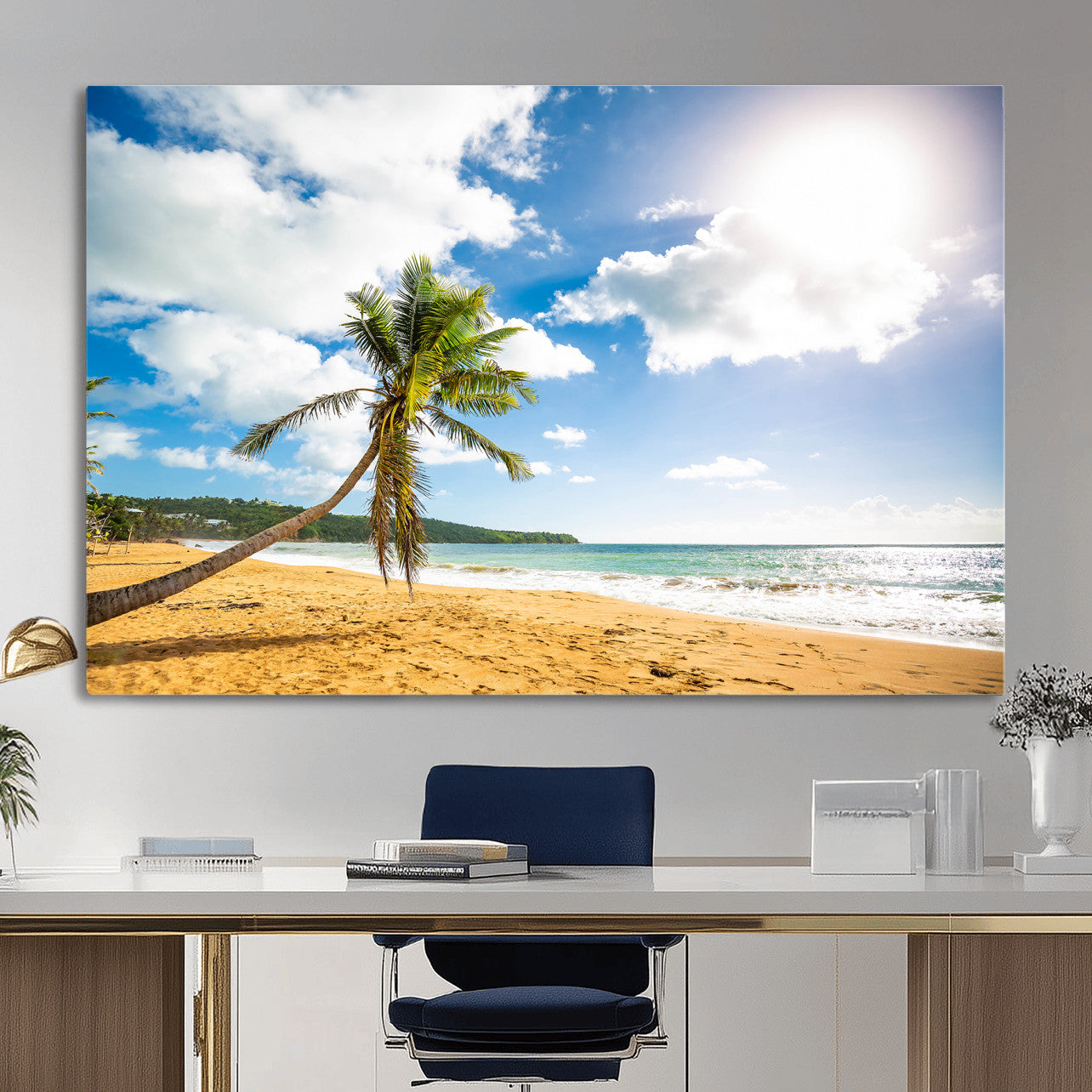 95792320-MGV-CV-36X24 - Puerto Rico Beach Paradise Wall Art – Tropical Coastal Print
