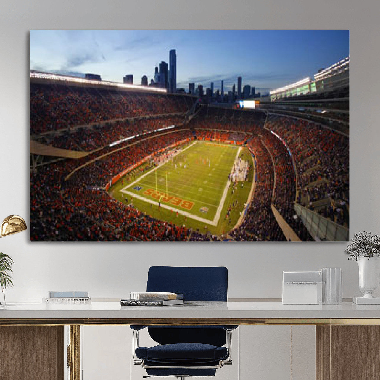 50691720-MGV-CV-36X24 - Chicago Bears Soldier Field Canvas Wall Art, NFL Stadium Panorama Print, Football Arena Photography for Sports Fans