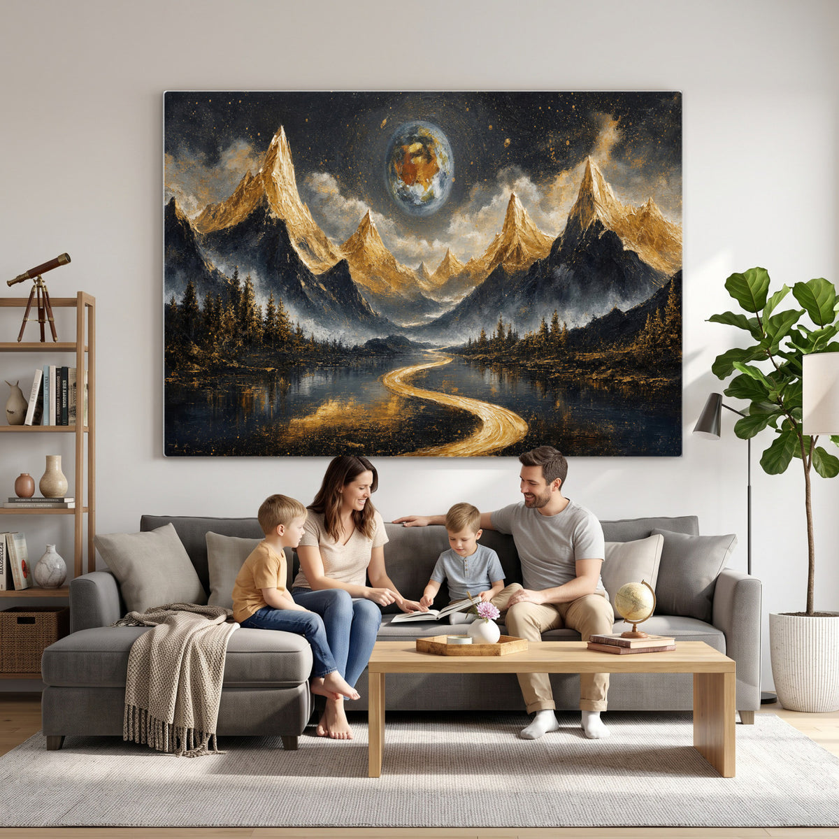 34202127-MGV-CV-36X24 - Abstract Mountain Wall Art Canvas Print Modern Landscape Painting Print