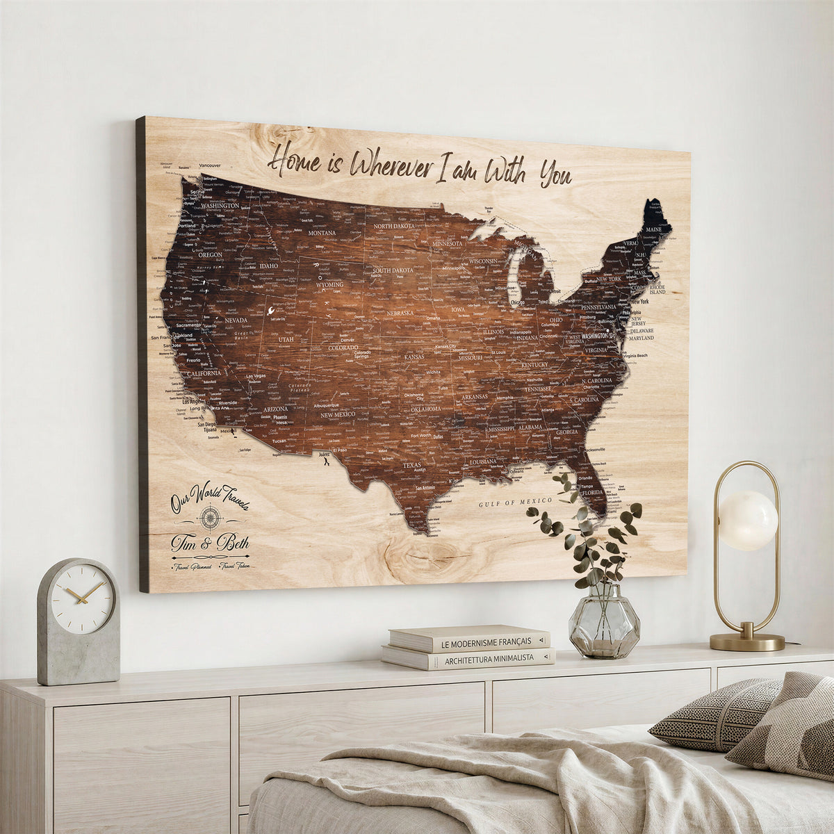 16274332-_Poster-30x20 - Personalized USA Push Pin Travel Map Canvas for Adventure Wall Decor