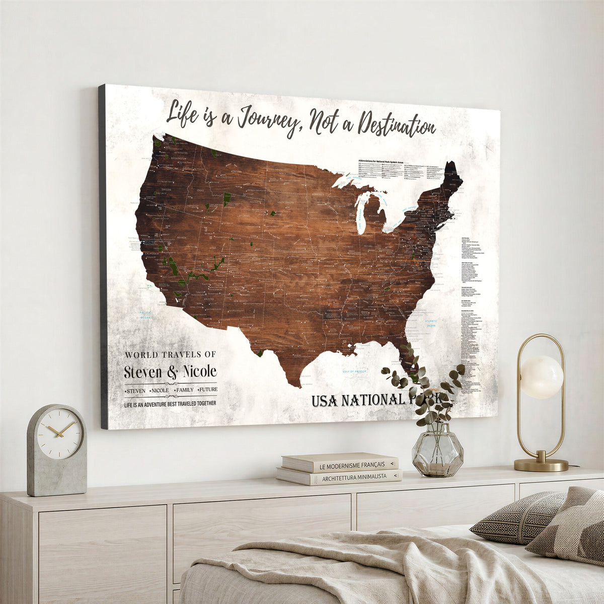 24049800-MGV-CV-36X24 - Personalized USA National Park Push Pin Travel Map Canvas Print