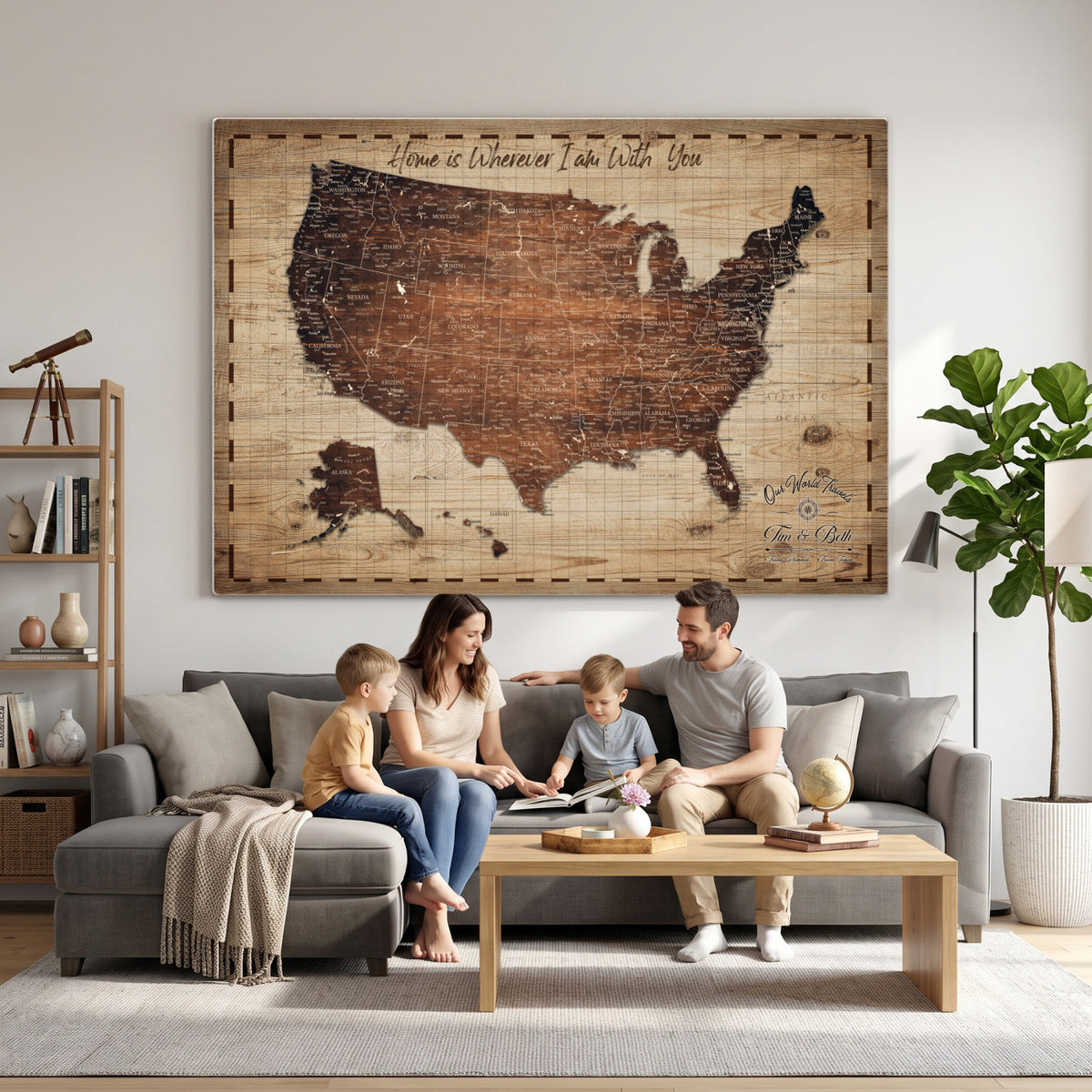 19102499U-MGV-CV-36X24 - Personalized USA Push Pin Travel Map Canvas for Adventure Wall Decor