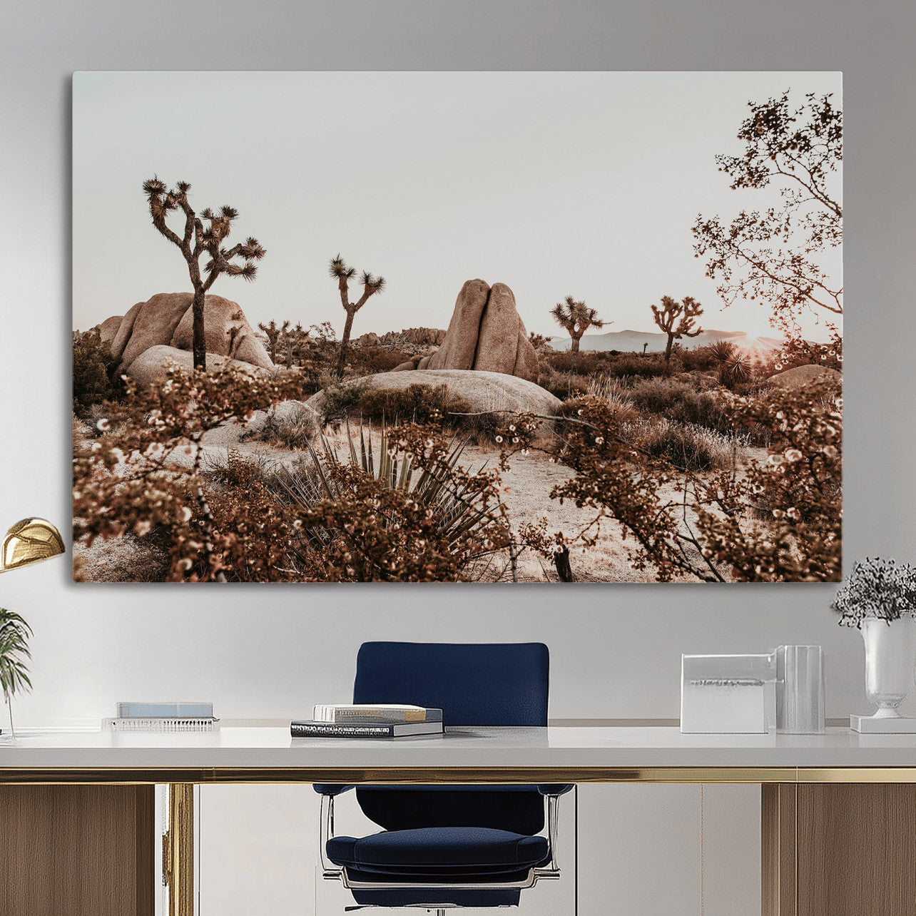 75778944-MGV-CV-36X24 - Joshua Tree Desert Canvas Wall Art Print, Desert Landscape Photography, Boho Southwest Wall Decor, Nature Canvas, Ready to Hang