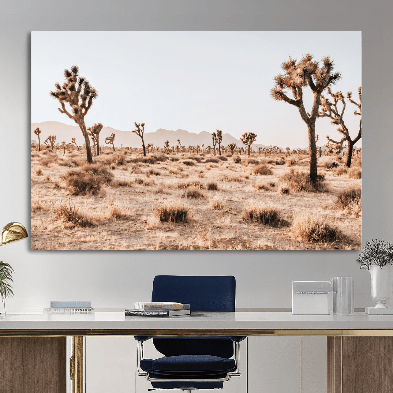 33549408-MGV-CV-36X24 - Joshua Tree Desert Canvas Wall Art Print, Desert Landscape Photography, Boho Southwest Wall Decor, Nature Canvas, Ready to Hang