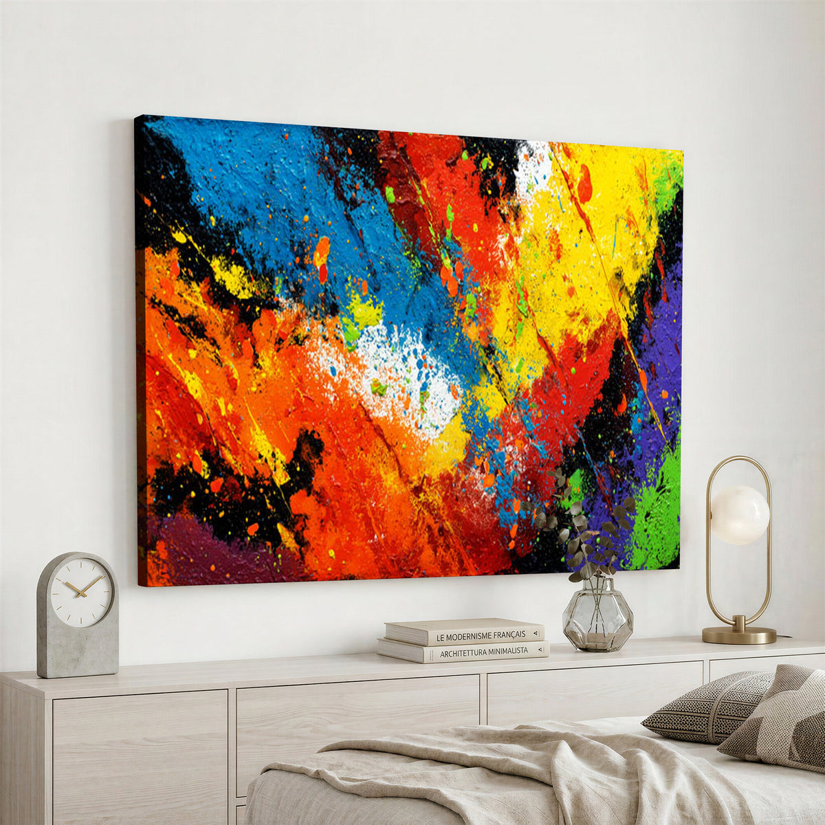 74888753-MGV-CV-36X24 - Vibrant Blue Abstract Canvas Wall Art Colorful Painterly Oil Painting Style Print