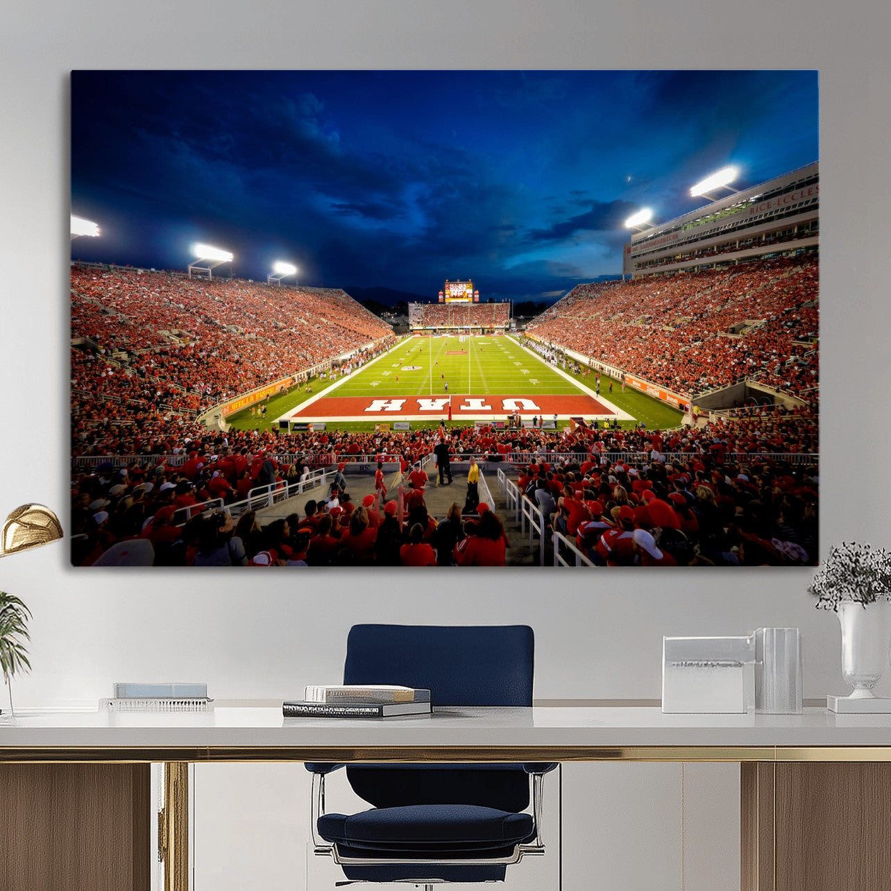 74019251-MGV-CV-36X24 - Rice-Eccles Stadium Wall Art Canvas Print - Utah Salt Lake City Stadium Print