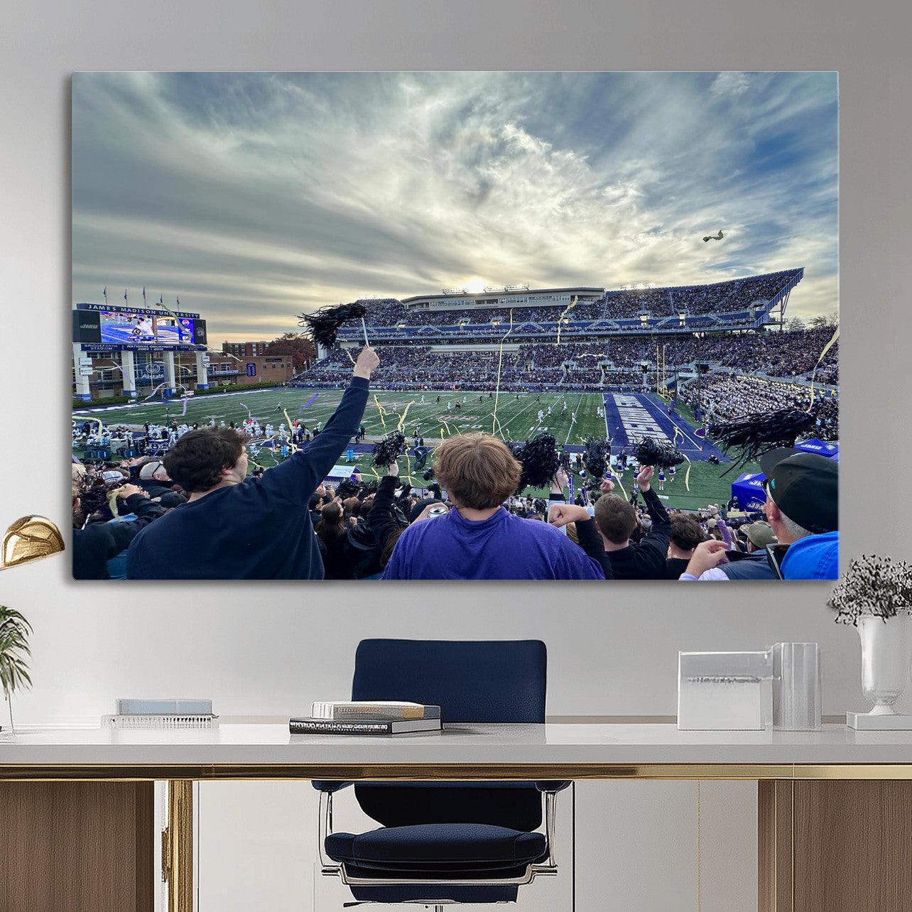 400867JMU-MGV-CV-36X24 - JMU Stadium Wall Art Canvas Print for Game Room Decor - James Madison University Stadium