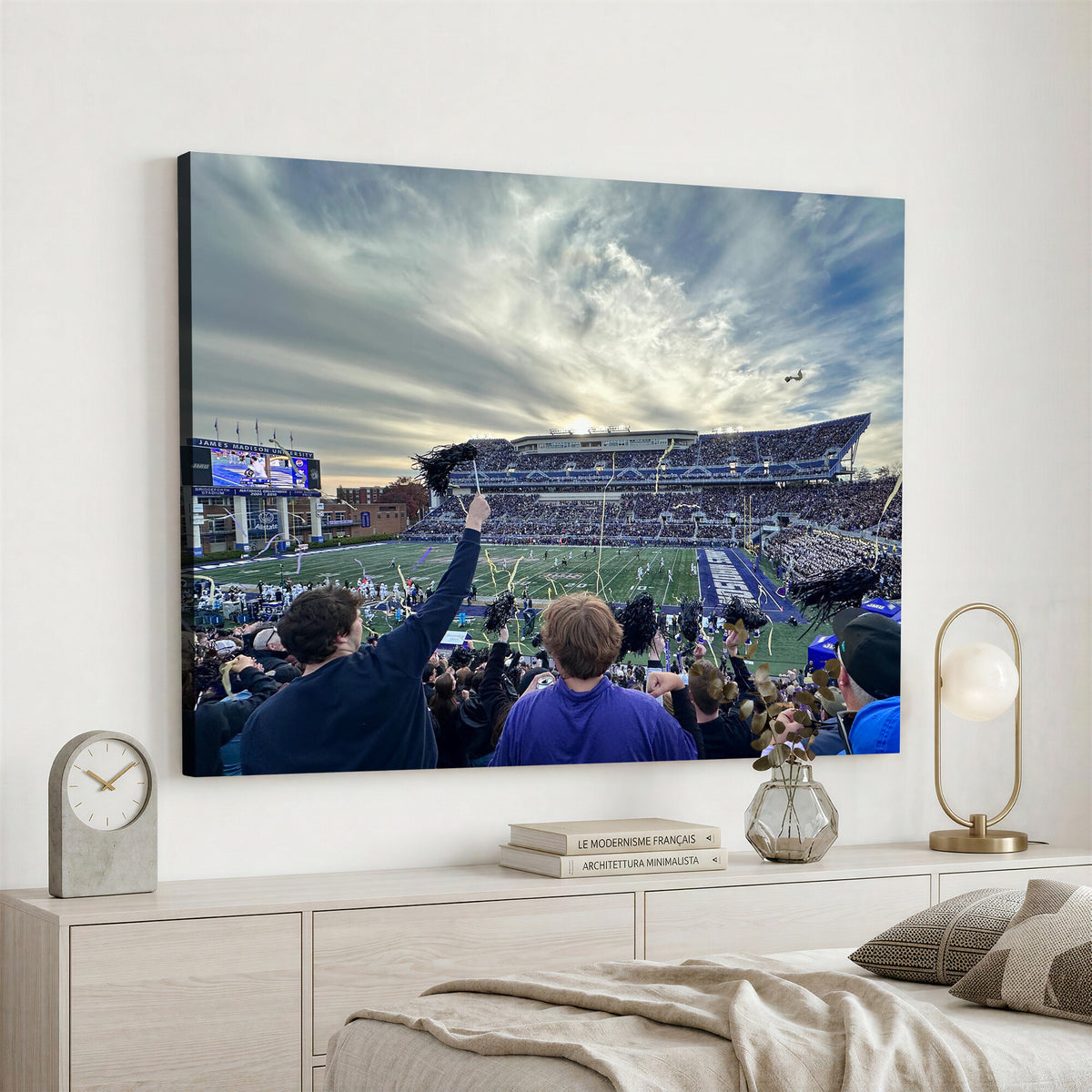 400867JMU-MGV-CV-36X24 - JMU Stadium Wall Art Canvas Print for Game Room Decor - James Madison University Stadium