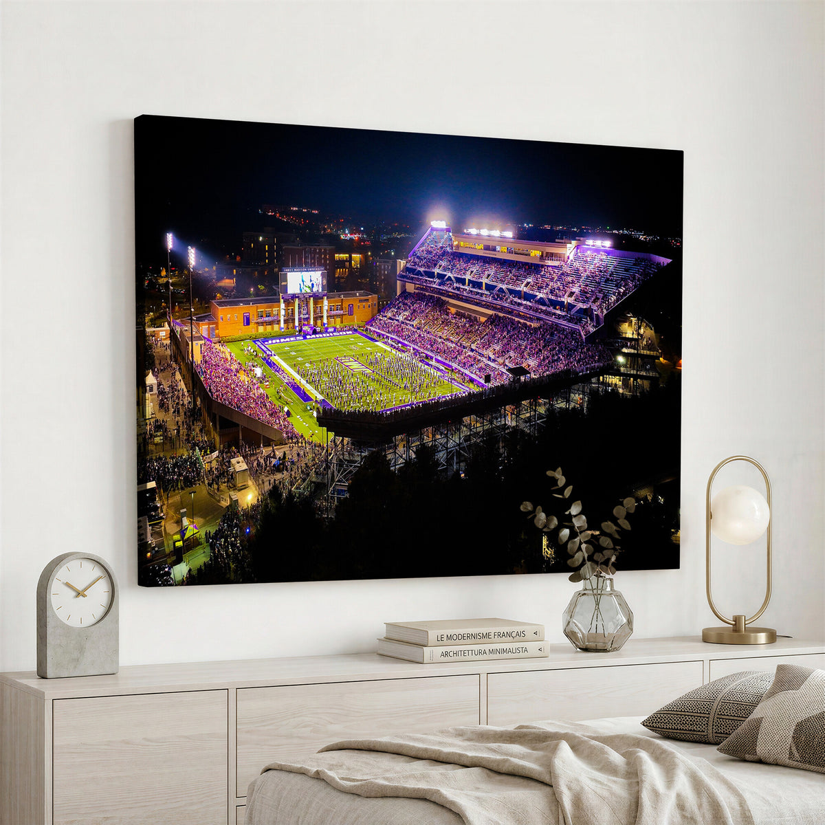 400867JMU2-MGV-CV-36X24 - JMU Stadium Wall Art Canvas Print for Game Room Decor - James Madison University Stadium