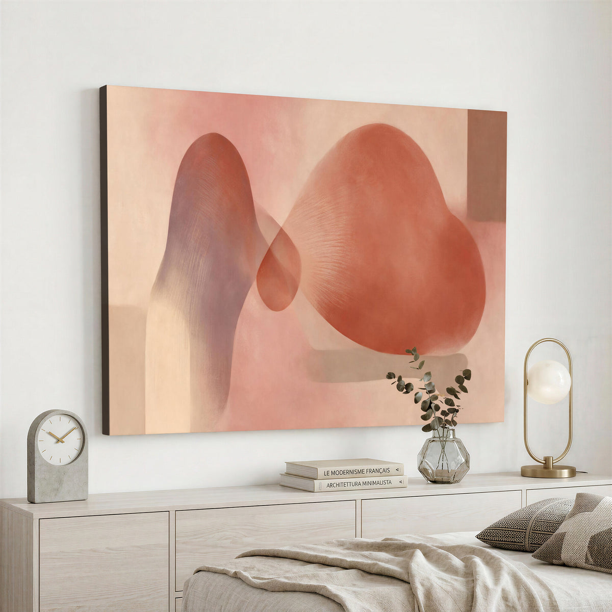 85110643-MGV-CV-36X24 - Vinna Begin Calin Biomorphic Abstract Wall Art Canvas Print, Terracotta Pink Organic Shapes
