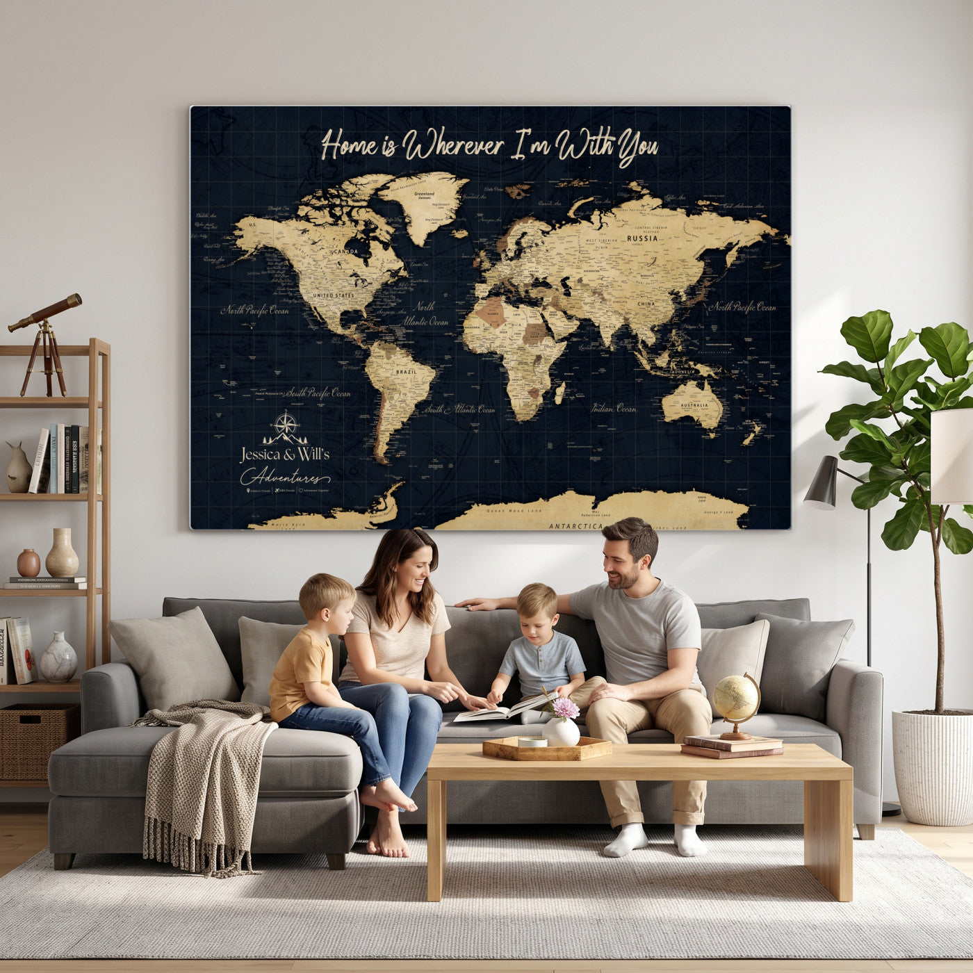 19542599-MGV-CV-36X24 - Custom Push Pin World Map Canvas | Personalized Travel Tracker | Wedding Anniversary Gift for Couples - Adventure Map Wall Art with Pins
