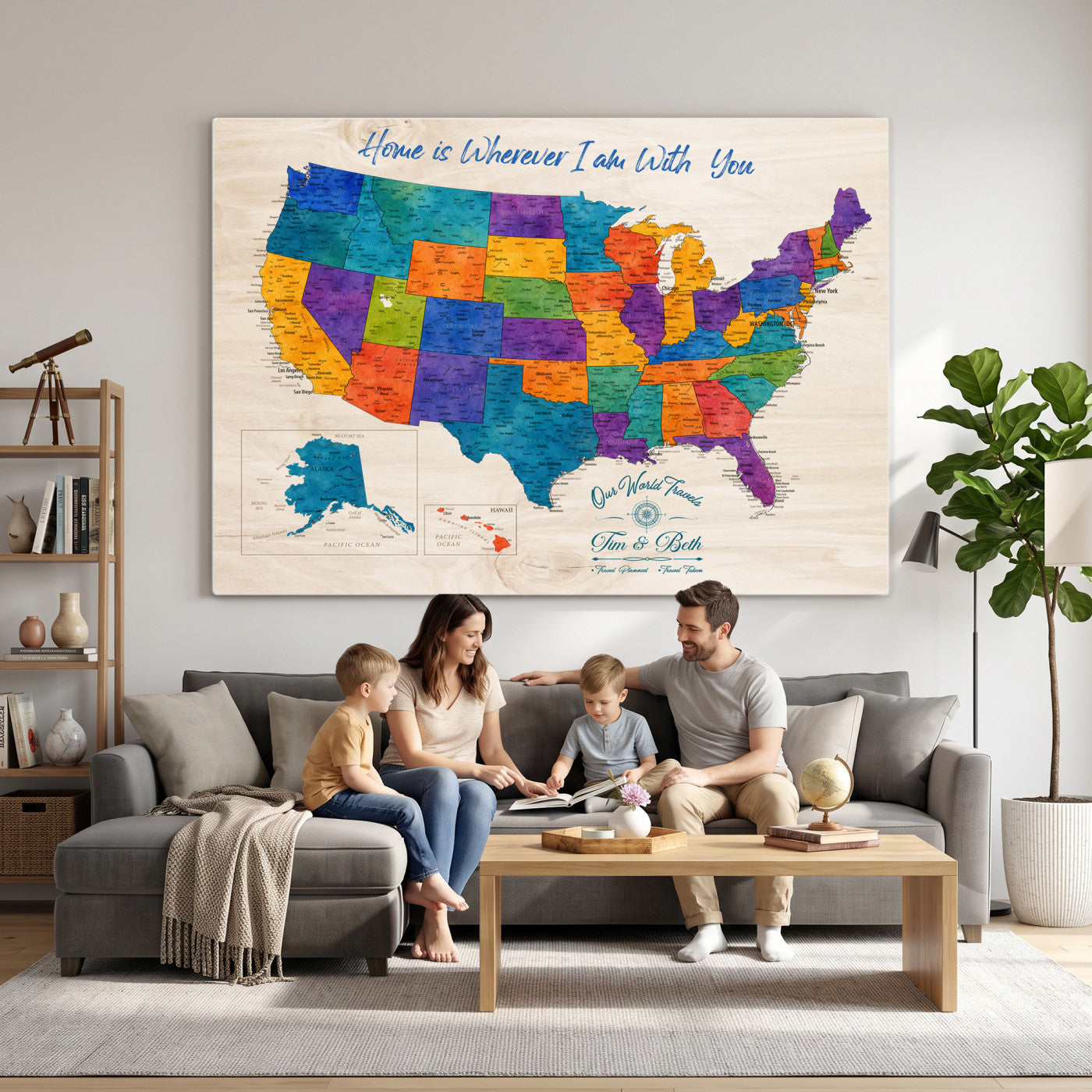 588510355-MGV-CV-36X24 - Personalized USA Push Pin Travel Map – Custom United States Map Wall Art