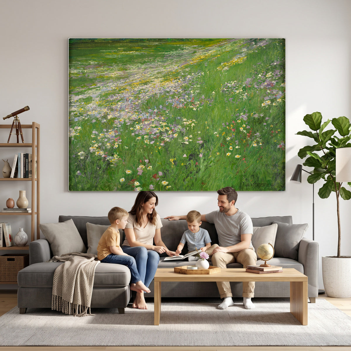 63535040-MGV-CV-36X24 - Alexander Koester Flower Meadow Canvas Wall Art, Vintage Landscape Print