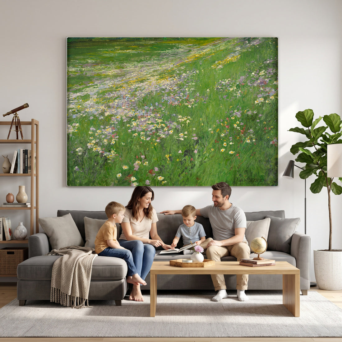 Alexander Koester Flower Meadow Canvas Wall Art, Vintage Landscape Print