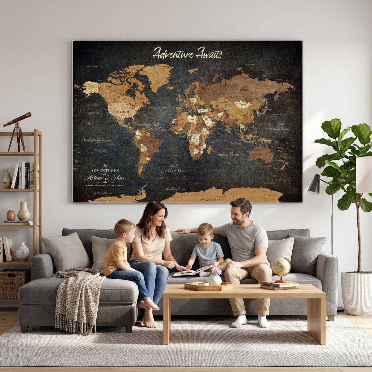 195425676576-MGV-CV-36X24 - Custom Push Pin World Map Canvas PRINT | Personalized Travel Tracker | Wedding Anniversary Gift