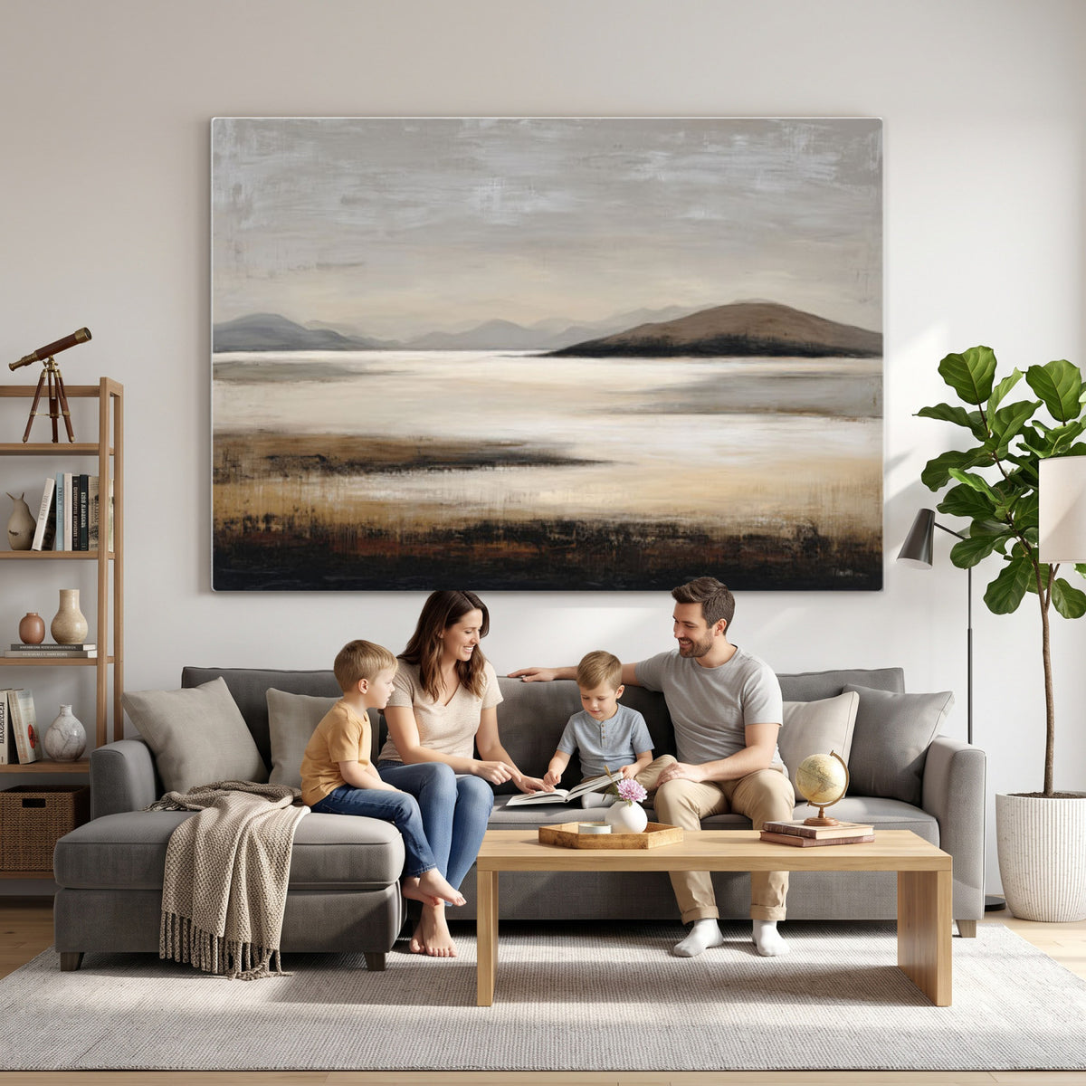 70892205-MGV-CV-36X24 - Modern Abstract Landscape Canvas Wall Art, Minimalist Nature Printing